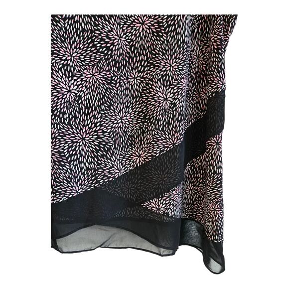 Roz & Ali Womens 2X Blouse Stretch Black Pink White S/S - Picture 4 of 8